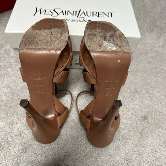 YSL Yves Saint Laurent Tribute Patent T-Strap Platform Sandal Size 35.5 (EU) - Picture 9 of 16